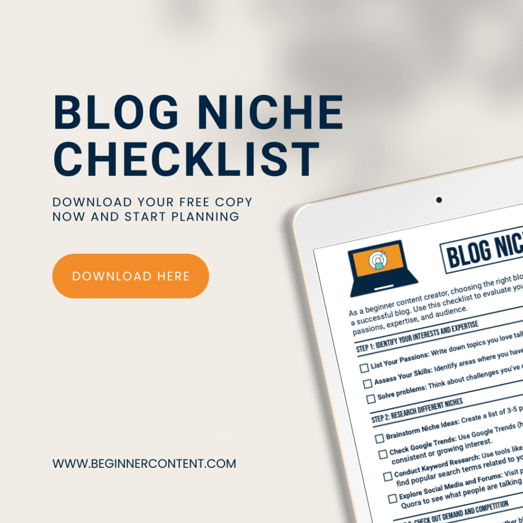 Blog Niche Checklist
©BeginnerContent